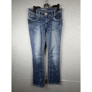 Amethyst Jeans Jeans Womens 7 Blue Low Rise Bootcut Embroidered Denim